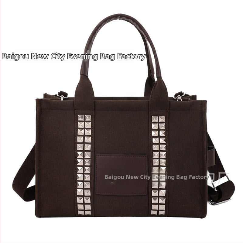 PU tote táska – cipzár, vászon bélés, vízszintes négyzet alak, mobiltelefon zseb, egy vállpánt