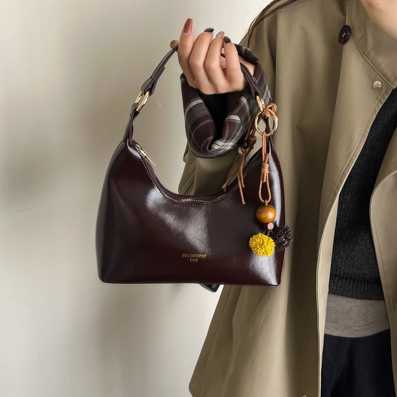 Sieviešu dumpling stila soma, PU materiāls, ielu stils, poliestera iekšējā odere, rāvējslēdzējs