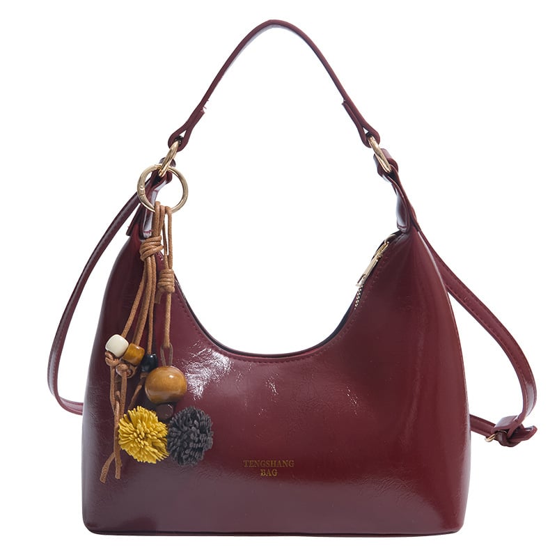 Sieviešu dumpling stila soma, PU materiāls, ielu stils, poliestera iekšējā odere, rāvējslēdzējs