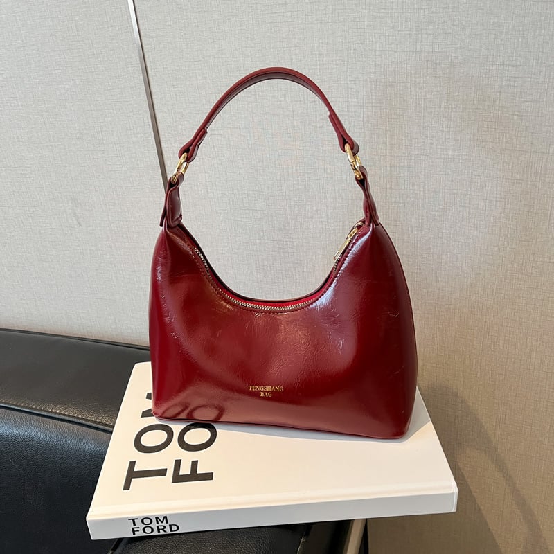 Sieviešu dumpling stila soma, PU materiāls, ielu stils, poliestera iekšējā odere, rāvējslēdzējs