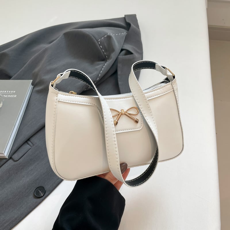 PU plecu soma ar rāvējslēdzēju, horizontāla kvadrāta forma, pilsētas minimālisms, poliestera iekšējā odere, viena pleca siksna, baguette stila sieviešu soma, pavasaris 2025