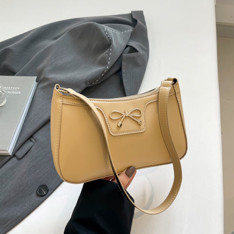 PU plecu soma ar rāvējslēdzēju, horizontāla kvadrāta forma, pilsētas minimālisms, poliestera iekšējā odere, viena pleca siksna, baguette stila sieviešu soma, pavasaris 2025