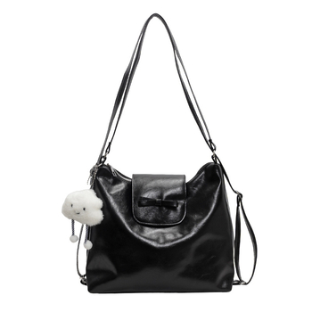 PU anyagú hátizsák, városi minimalistikus stílus, vödör alakú forma, cipzáras zárás, dupla vállpánt