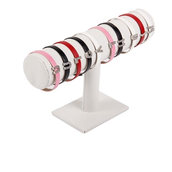 Suport din lemn pentru bijuterii, cu velur, într-o singură linie, formă în T, un nivel