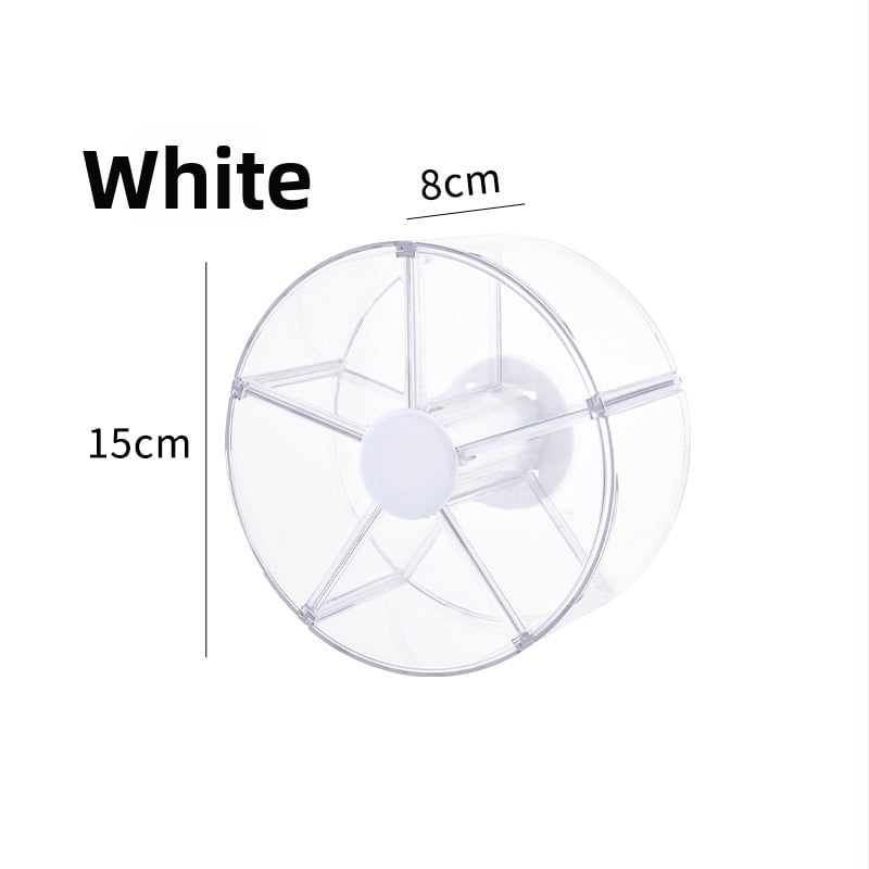 Kutija za kozmetiku s rotirajućim organizatorom za toaletni stol – od plastike, modernan minimalistički stil, otporna na prašinu