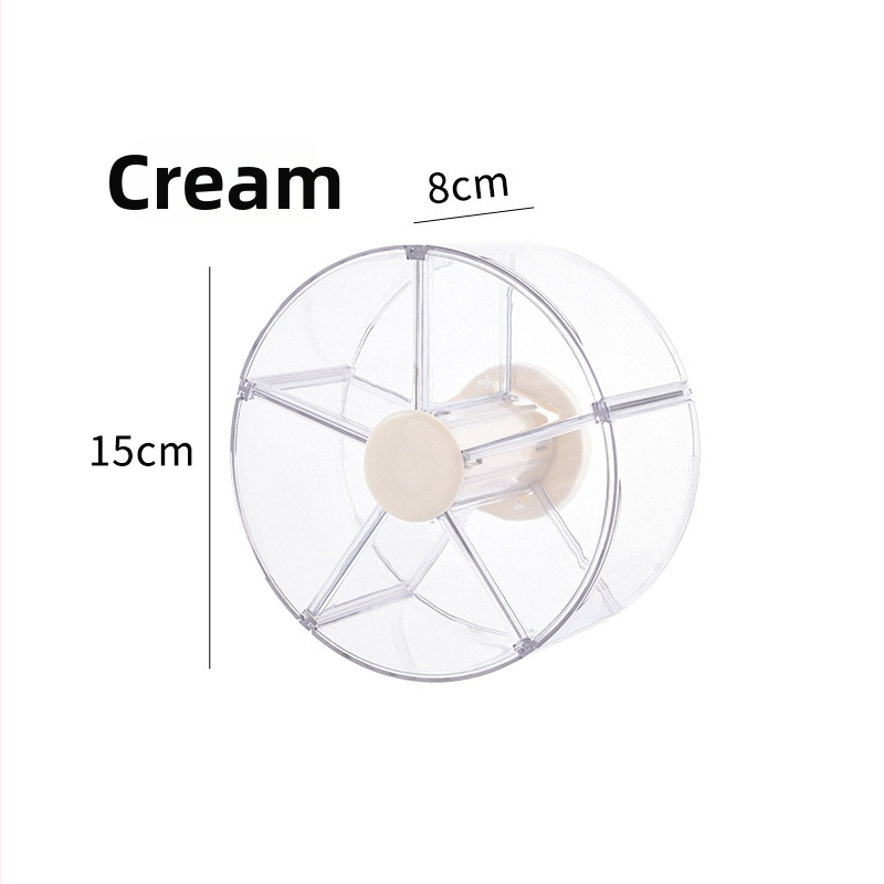 Kutija za kozmetiku s rotirajućim organizatorom za toaletni stol – od plastike, modernan minimalistički stil, otporna na prašinu