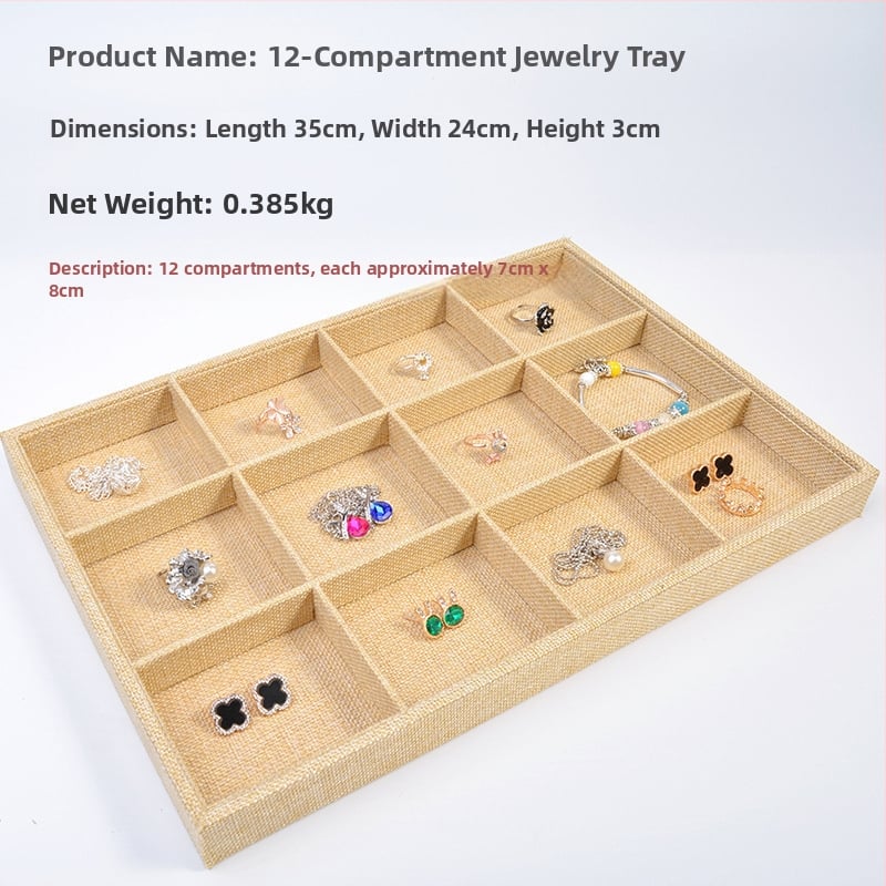 Gredzenu un juvelierizstrādājumu demonstrēšanas paliktnis — ABS materiāls, samta iekšējā apdare, viens līmenis, augstas klases dizains, šuvju izstrāde