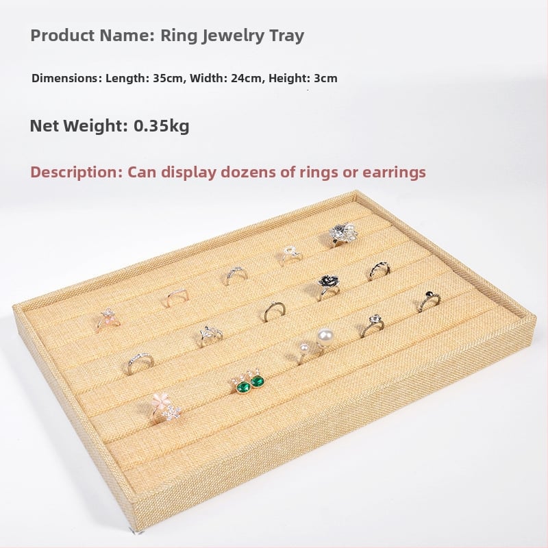 Gredzenu un juvelierizstrādājumu demonstrēšanas paliktnis — ABS materiāls, samta iekšējā apdare, viens līmenis, augstas klases dizains, šuvju izstrāde