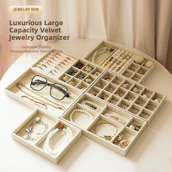 Juvelyrinių papuošalų laikymo dėžutė su skyriais, flanelės medžiaga, stalinis montavimas, 1 sluoksnis, daugiafunkcinė, dulkėms atspari, Korėjos stiliaus