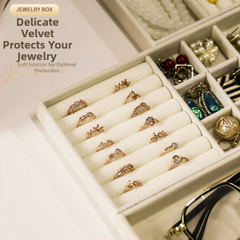 Juvelyrinių papuošalų laikymo dėžutė su skyriais, flanelės medžiaga, stalinis montavimas, 1 sluoksnis, daugiafunkcinė, dulkėms atspari, Korėjos stiliaus