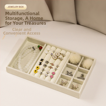 Juvelyrinių papuošalų laikymo dėžutė su skyriais, flanelės medžiaga, stalinis montavimas, 1 sluoksnis, daugiafunkcinė, dulkėms atspari, Korėjos stiliaus