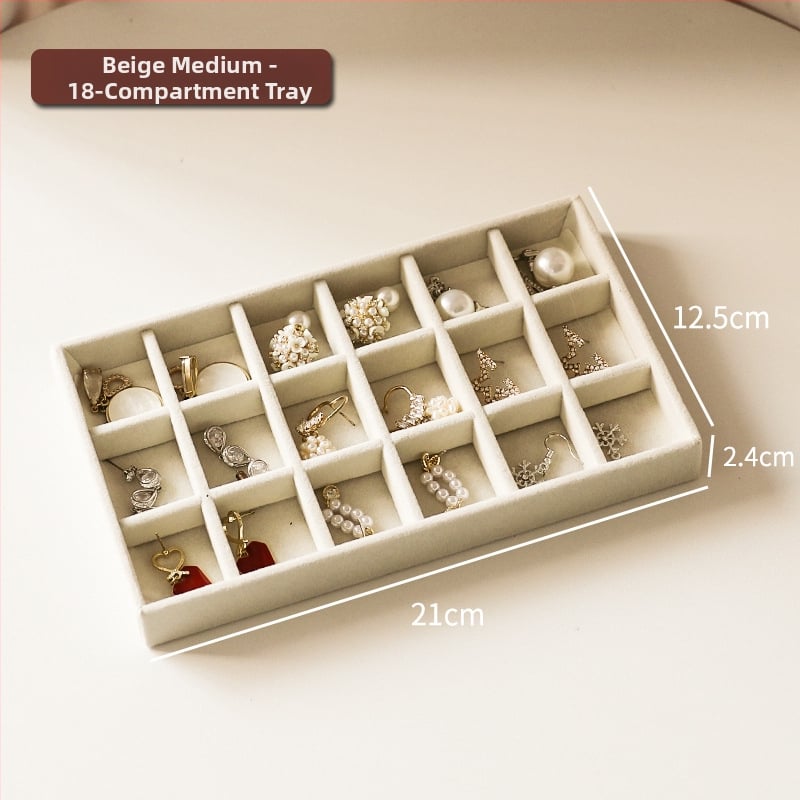 Juvelyrinių papuošalų laikymo dėžutė su skyriais, flanelės medžiaga, stalinis montavimas, 1 sluoksnis, daugiafunkcinė, dulkėms atspari, Korėjos stiliaus