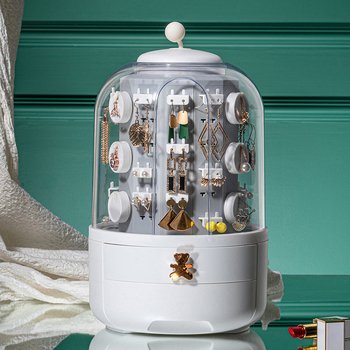 3 pakopų papuošalų laikymo dėžutė staliniam naudojimui – plastikas, dulkių atsparumas, didelė talpa