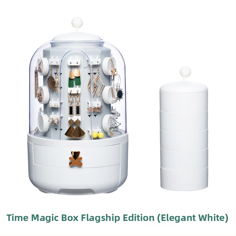 3 pakopų papuošalų laikymo dėžutė staliniam naudojimui – plastikas, dulkių atsparumas, didelė talpa