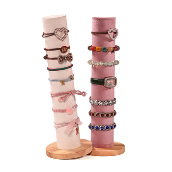 Cilindrisks vertikālais izstādes statīvs matu aksesuāriem, masīvkoks, viena kārta, izsmalcināts dizains