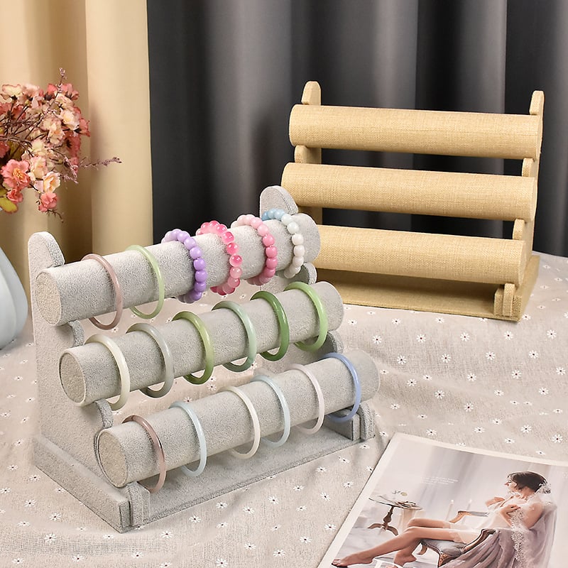 Trīs slāņu flaneles rokassprādžu un pulksteņu displeja statīvs, vertikāls displejs, augstas kvalitātes dizains