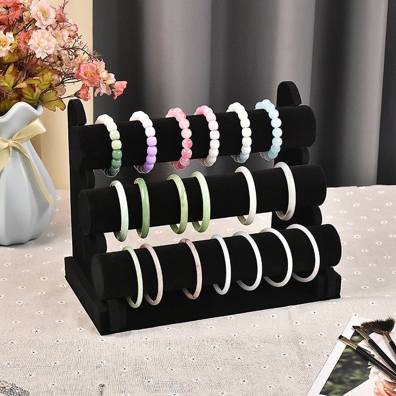 Trīs slāņu flaneles rokassprādžu un pulksteņu displeja statīvs, vertikāls displejs, augstas kvalitātes dizains