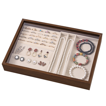 Juvelyrinių dirbinių dėžutė su skaidriu akriliniu dangteliu, medinė, stalinis laikymas (dulkių atsparumas; drėgmės atsparumas; 1 sluoksnis)