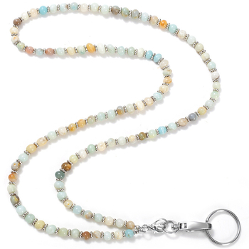 Colier cu lanyard din piatră naturală de cristal, design geometric, lanț de perle, lucrat manual, unisex