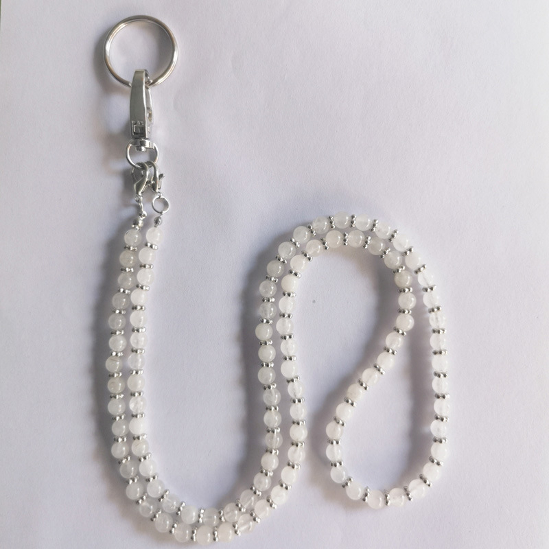 Colier cu lanyard din piatră naturală de cristal, design geometric, lanț de perle, lucrat manual, unisex