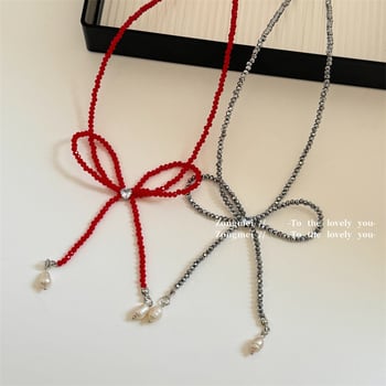 Colier – lucrat manual, stil fundă, mărgele din cristale artificiale, lanț electroplacat, origine Yiwu