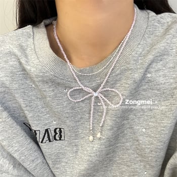 Colier – lucrat manual, stil fundă, mărgele din cristale artificiale, lanț electroplacat, origine Yiwu