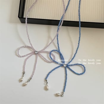 Colier – lucrat manual, stil fundă, mărgele din cristale artificiale, lanț electroplacat, origine Yiwu