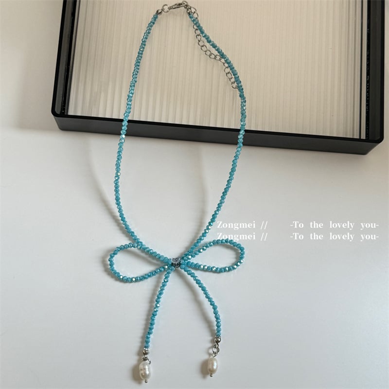 Colier – lucrat manual, stil fundă, mărgele din cristale artificiale, lanț electroplacat, origine Yiwu