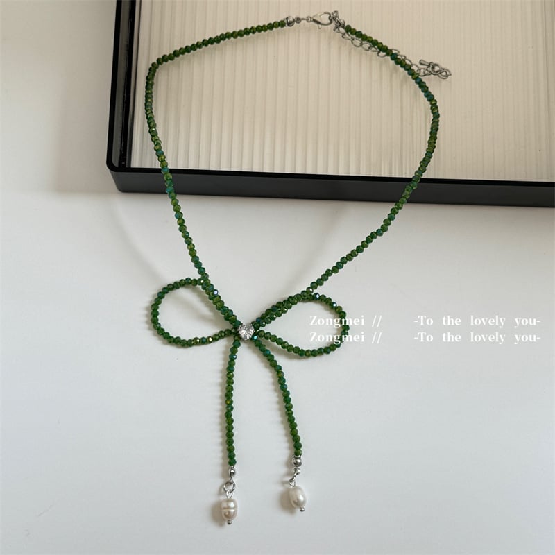 Colier – lucrat manual, stil fundă, mărgele din cristale artificiale, lanț electroplacat, origine Yiwu