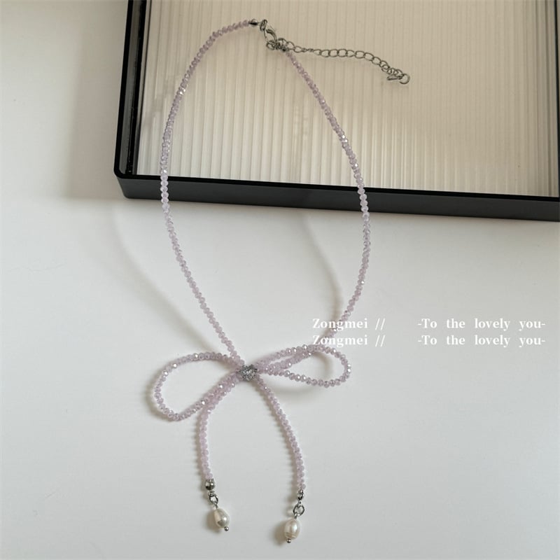 Colier – lucrat manual, stil fundă, mărgele din cristale artificiale, lanț electroplacat, origine Yiwu