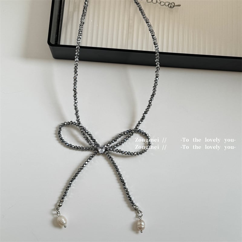 Colier – lucrat manual, stil fundă, mărgele din cristale artificiale, lanț electroplacat, origine Yiwu