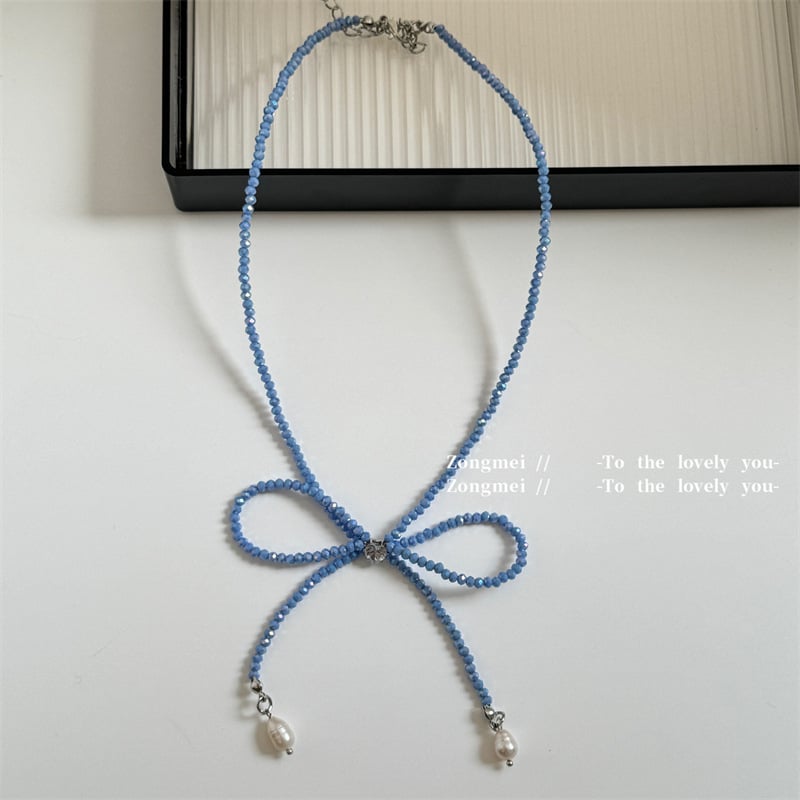 Colier – lucrat manual, stil fundă, mărgele din cristale artificiale, lanț electroplacat, origine Yiwu