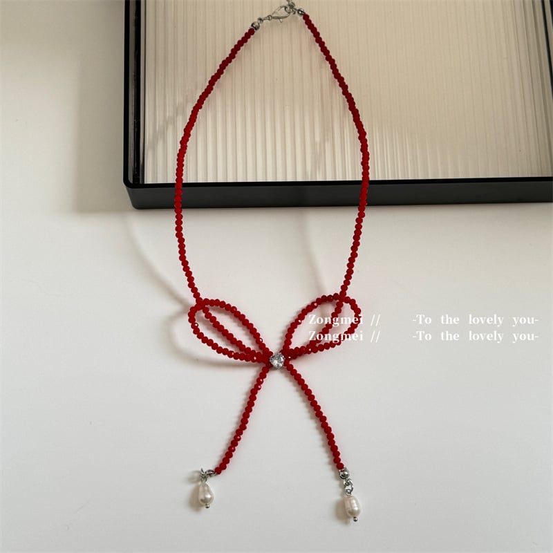 Colier – lucrat manual, stil fundă, mărgele din cristale artificiale, lanț electroplacat, origine Yiwu