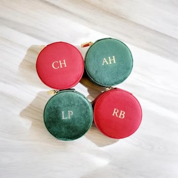 Velurova kutija za nakit s prilagođenim imenom, prijenosna putna kutija za naušnice i prstenje