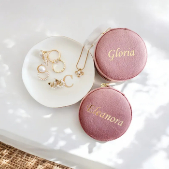 Velurova kutija za nakit s prilagođenim imenom, prijenosna putna kutija za naušnice i prstenje