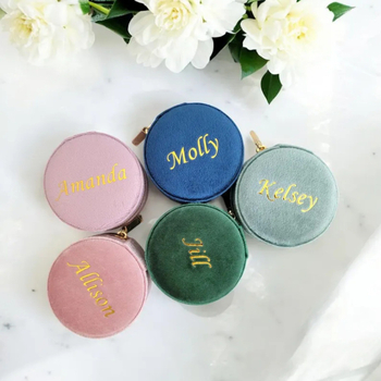 Velurova kutija za nakit s prilagođenim imenom, prijenosna putna kutija za naušnice i prstenje