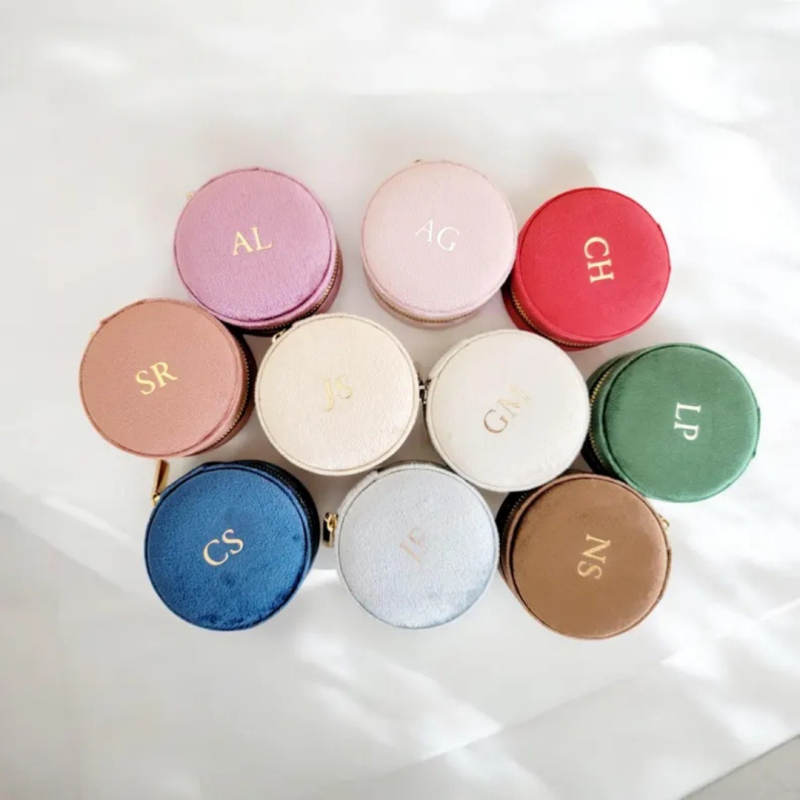 Velurova kutija za nakit s prilagođenim imenom, prijenosna putna kutija za naušnice i prstenje