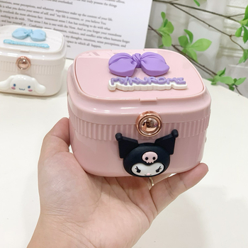 Kutija za nakit za naušnice s kozmetičkim ogledalom, prijenosna plastična kutija za pohranu.