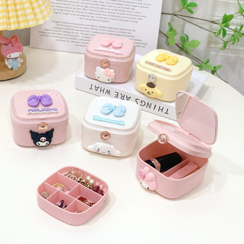 Kutija za nakit za naušnice s kozmetičkim ogledalom, prijenosna plastična kutija za pohranu.