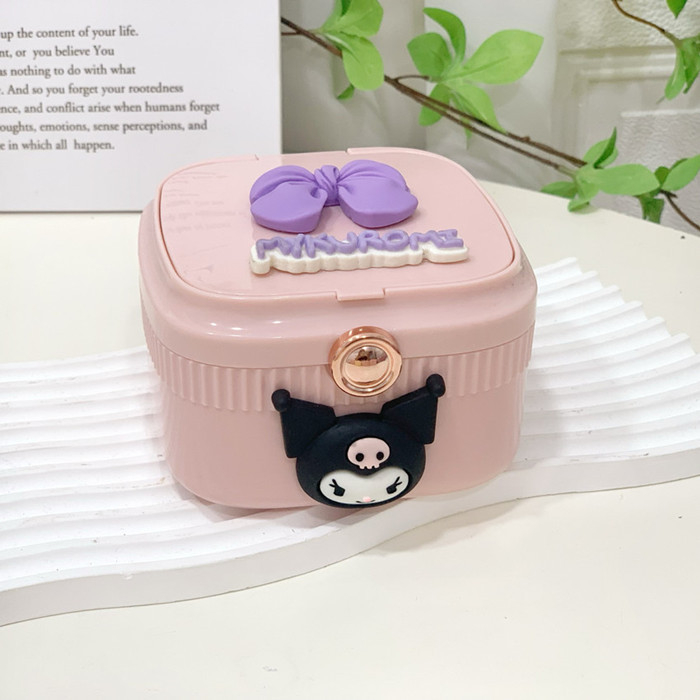 Kutija za nakit za naušnice s kozmetičkim ogledalom, prijenosna plastična kutija za pohranu.