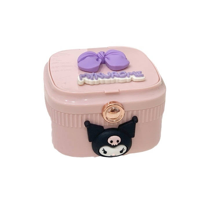 Kutija za nakit za naušnice s kozmetičkim ogledalom, prijenosna plastična kutija za pohranu.