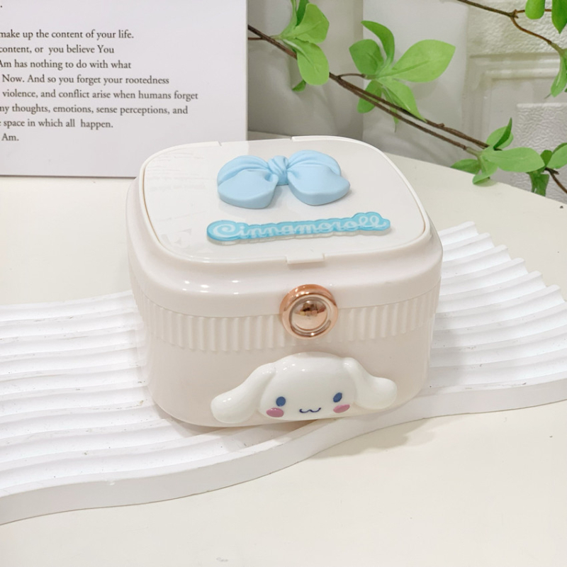 Kutija za nakit za naušnice s kozmetičkim ogledalom, prijenosna plastična kutija za pohranu.