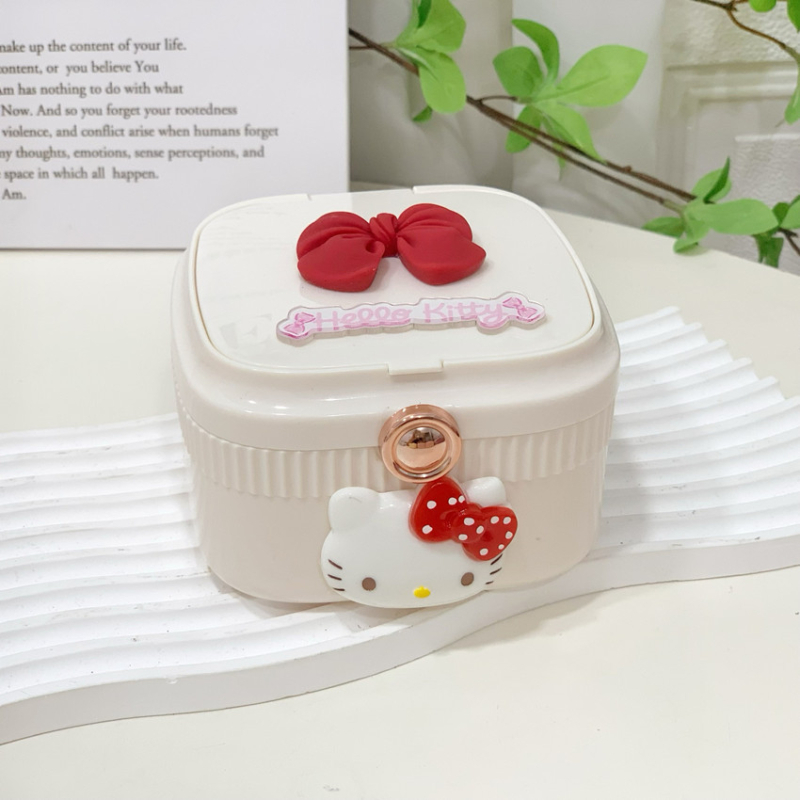 Kutija za nakit za naušnice s kozmetičkim ogledalom, prijenosna plastična kutija za pohranu.