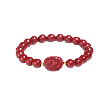 Brățară din cinnabar natural cu mărgele de an în naștere, modele animale zodiac, conținut ridicat de cinnabar, bijuterii etnice unisex