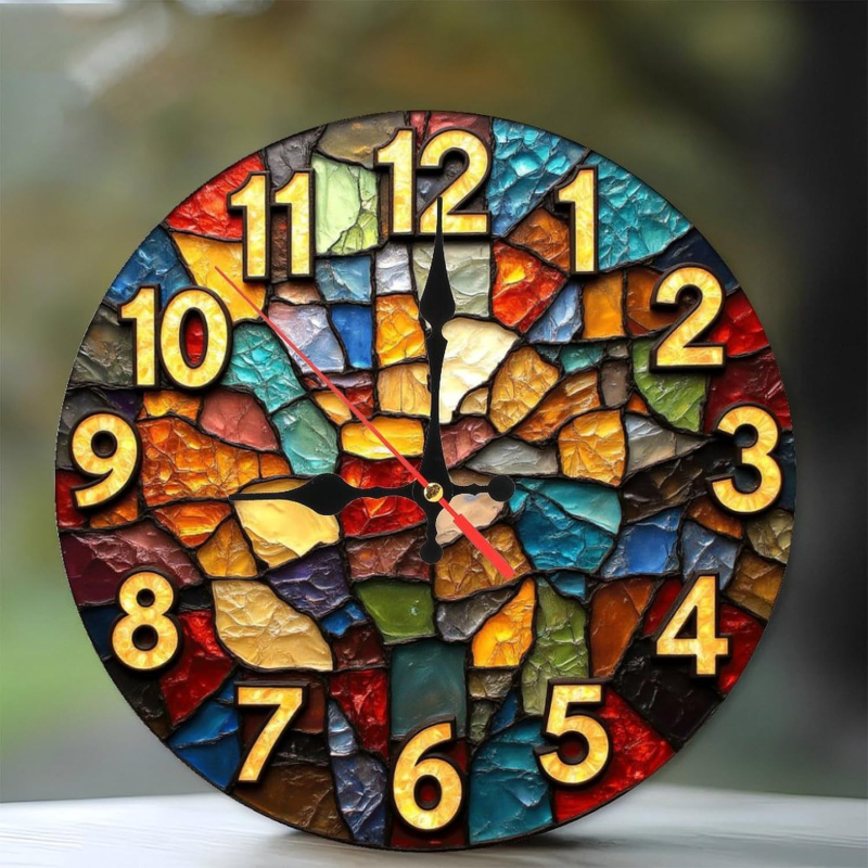 Fali óra, kör alakú, halk működésű, elemmel működő, egyoldalú számlappal, 24 órás kijelzés, dekoratív óra dolgozószobának, irodának, konyhának, fürdőszobának