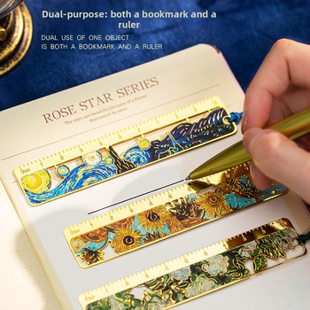 Metallist raamatumärk väljalõigatud kujundusega ja integreeritud mõõtmisvahendiga, Keelatud Linna stiil