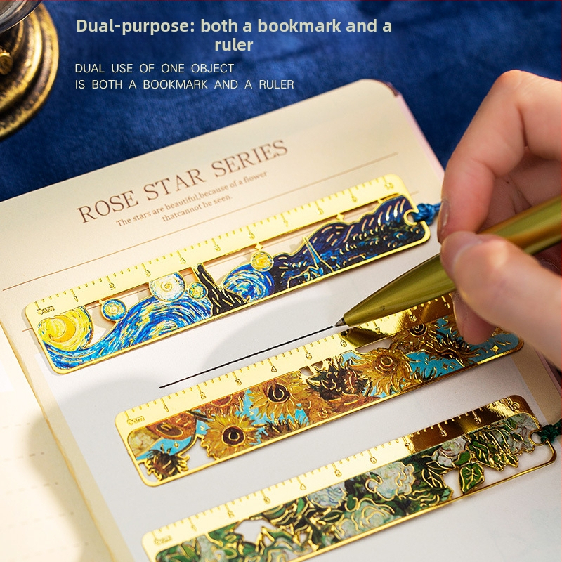 Metallist raamatumärk väljalõigatud kujundusega ja integreeritud mõõtmisvahendiga, Keelatud Linna stiil