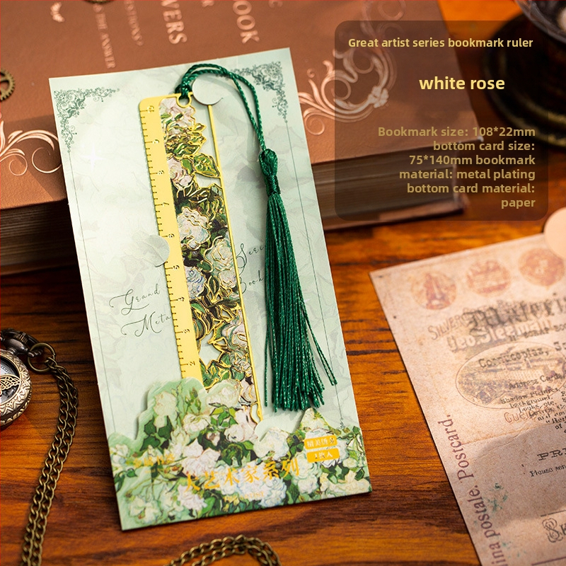 Metallist raamatumärk väljalõigatud kujundusega ja integreeritud mõõtmisvahendiga, Keelatud Linna stiil