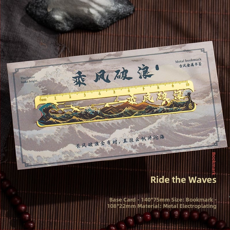 Metallist raamatumärk väljalõigatud kujundusega ja integreeritud mõõtmisvahendiga, Keelatud Linna stiil