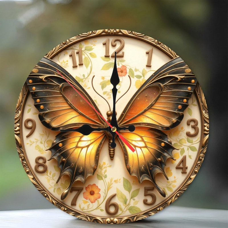 2D ümmargune seinakell vaikse liikumisega, patareitoitega, 24-tunnine indikaator, ühepoolne, sobib elutoas ja magamistoas